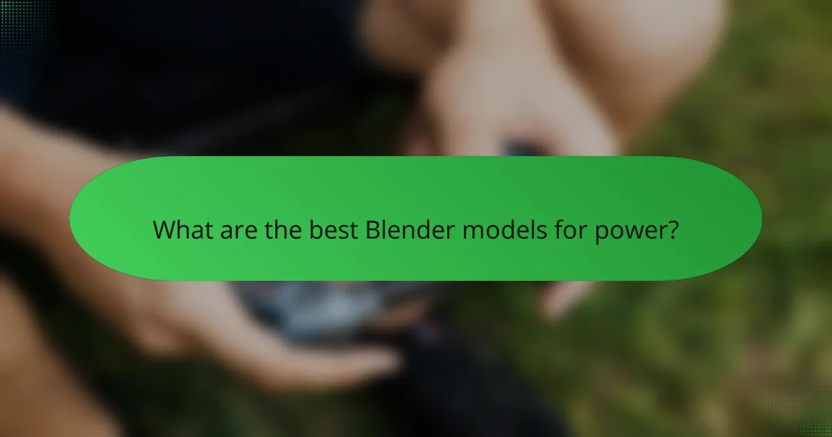 What are the best Blender models for power?